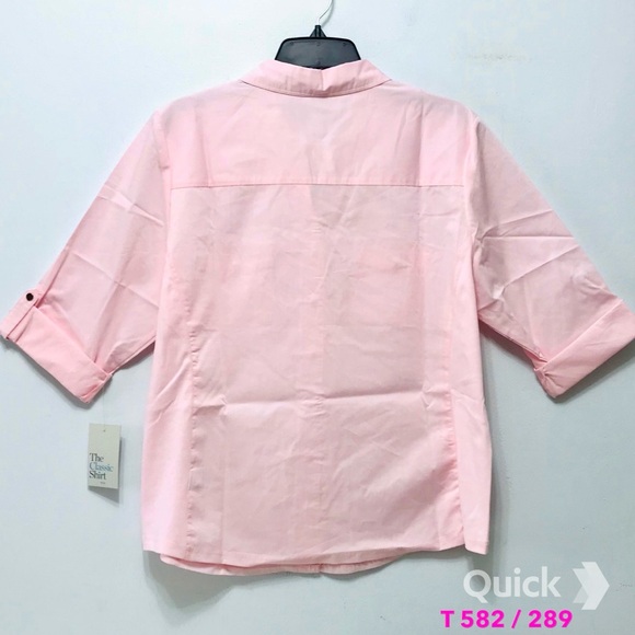 PXL - NWT Croft & Barrow Pink Roll-Tab Shirt - Picture 5 of 9